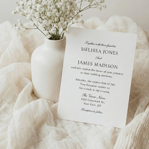 Papier Mariage Blanc de Typographie Traditionnelle Classi