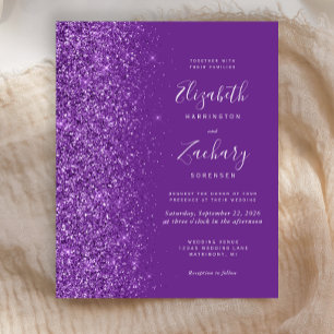 Papier Mariage Bordure Pailletée Violet Budget