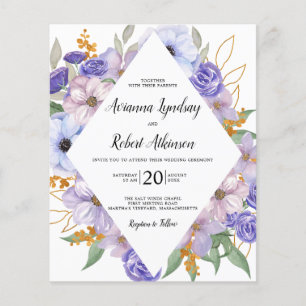Papier Mariage botanique rustique de fleurs violettes bud