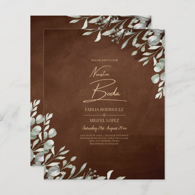 Papier Mariage Brown vert automne hiver (Devant / Derrière)