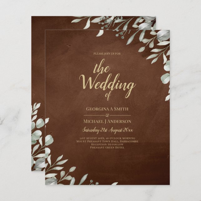 Papier Mariage Brown vert automne hiver (Devant / Derrière)