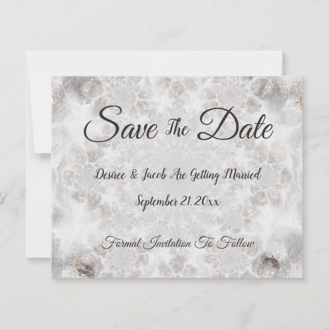 Papier Mariage Budget Argent Blanc Or Enregistrer La Date (Devant)