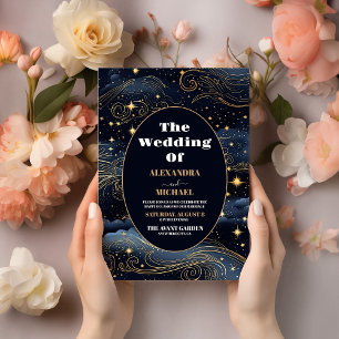 Papier Mariage Budget Céleste Nuit Bleue Étoiles Lune