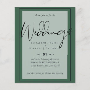 Papier MARIAGE BUDGET Couleurs Vert Sage Olive Invitation