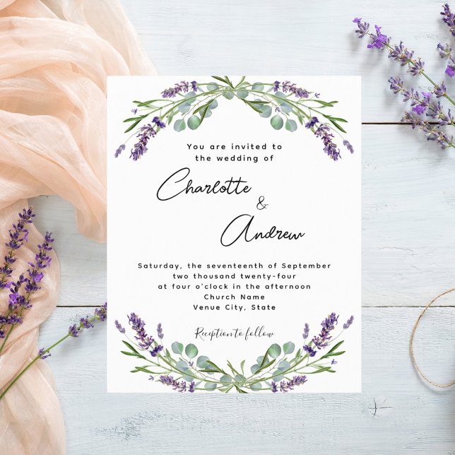 Papier Mariage budget du script de floraux violets de lav (Créateur téléchargé)