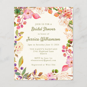 Papier Mariage Budget Fleurs Aquarelles Colorées