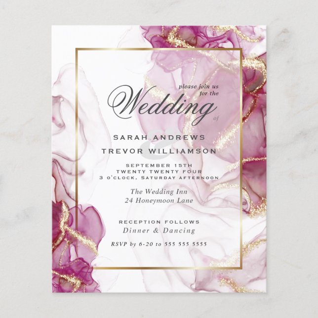 Papier Mariage Budget Gold Jazz Berry Crimson Abstrait (Devant)