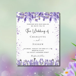 Papier Mariage budget lavande violet parties scintillant