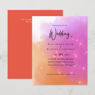 Papier Mariage budget moderne Orange rose Fade vert