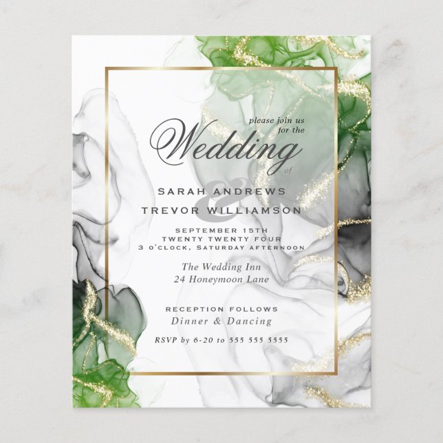 Papier Mariage Budget Or Onyx Emerald Green Ink2 (Devant)