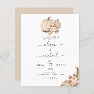 Papier Mariage Budget Pampas Citrouille blanc Grass 