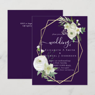 Papier Mariage budget Rose blanche verdure or