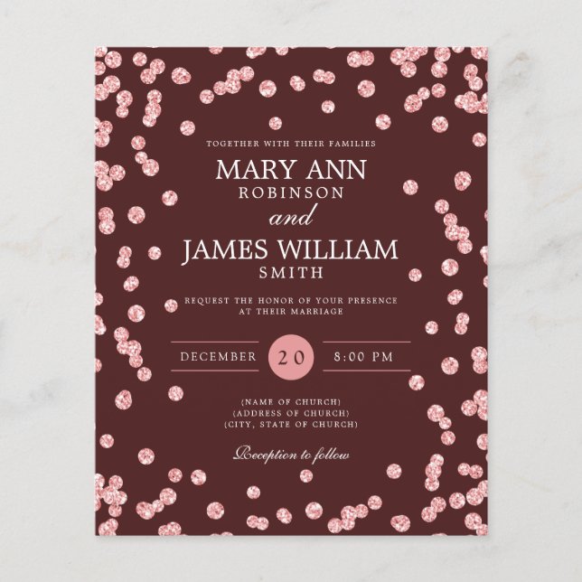 Papier Mariage Budget Rose Gold Parties scintillant Bourg (Devant)
