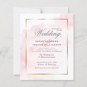 Papier Mariage Budget Rose Pâle Lavis Aquarelle