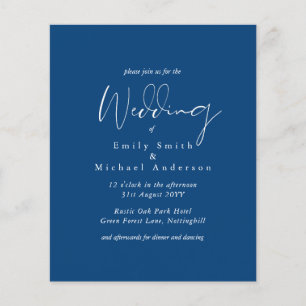 Papier Mariage Budget Royal Blue White Script