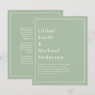 Papier MARIAGE BUDGET Sage Apple Green Monochrome Texte
