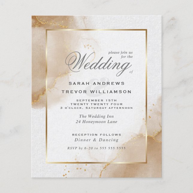Papier Mariage Budget Soft Brown Or Abstrait Marbré dans (Devant)