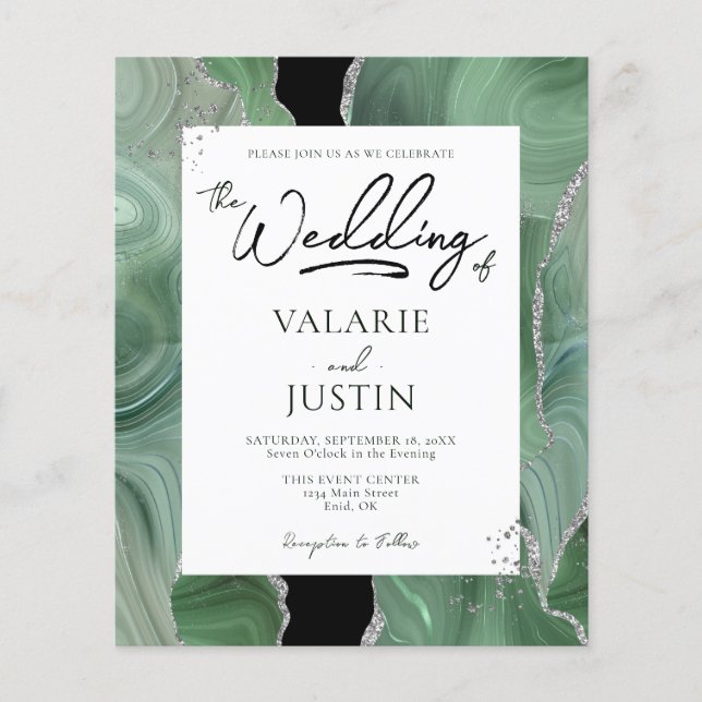 Papier Mariage budgétaire d'âge argent vert Sage en un (Devant)