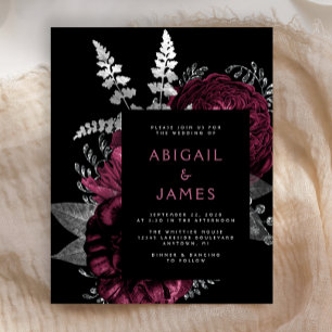 Papier Mariage Burgundy Floral Sombre Budget
