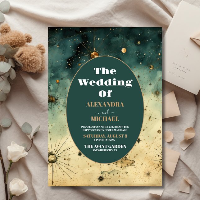 Papier Mariage céleste à l'aquarelle de style vintage bud (Créateur téléchargé)