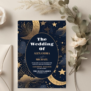 Papier Mariage céleste bleu nuit or à budget