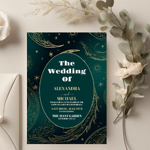 Papier Mariage céleste d'émeraude vert or de budget