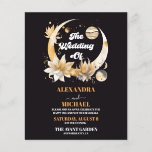 Papier Mariage céleste d'or noir mystique