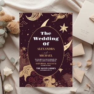Papier Mariage céleste élégant bordeaux et or à budget ma