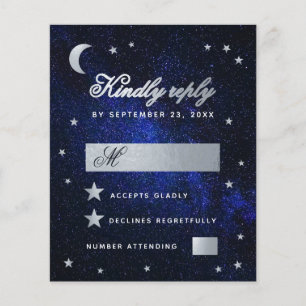 Papier Mariage Céleste Faux Étoiles Argent Budget RSVP