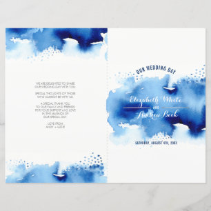 Papier MARIAGE CEREMONY aquarelle design cool marine bleu
