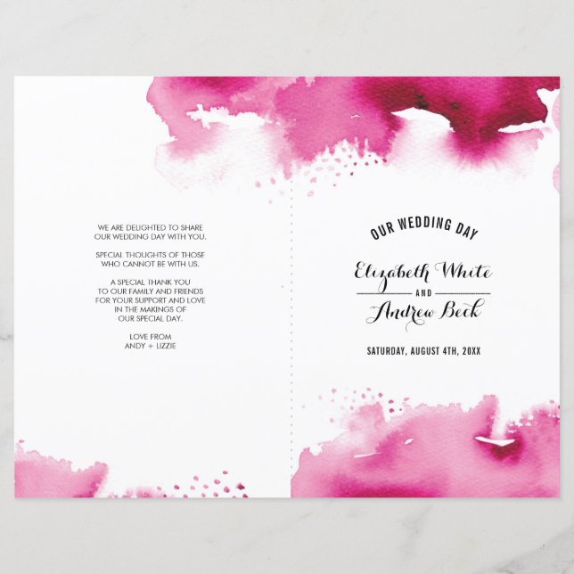 Papier MARIAGE CEREMONY chic aquarelle rose (Devant)