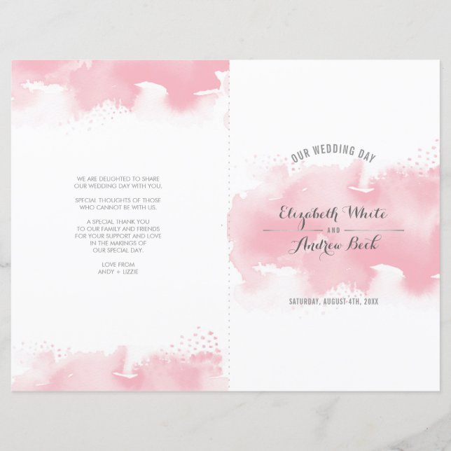 Papier MARIAGE CEREMONY chic aquarelle rose vif (Devant)