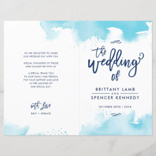 Papier MARIAGE CEREMONY poêlé aqua bleu aquarelle
