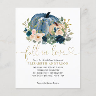 Papier Mariage Champêtre Automne Amour Bleu Floral Citrou