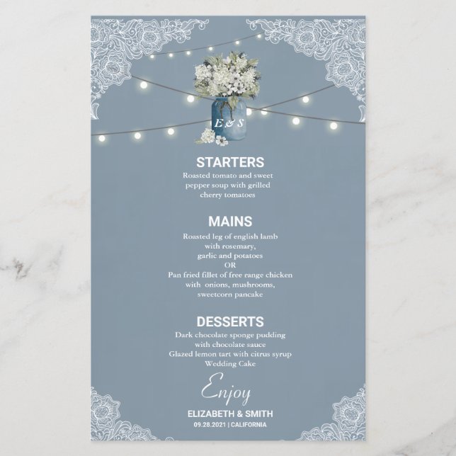 Papier Mariage champêtre combiné de dentelle blanche et d (Devant)