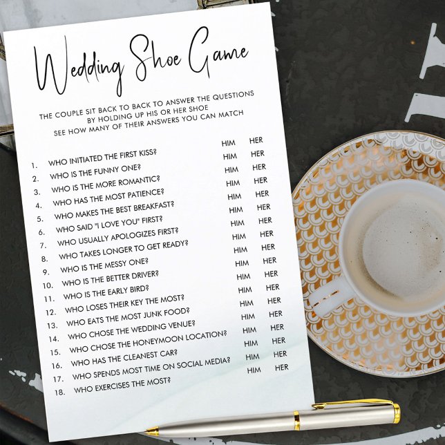 Papier Mariage Chaussure Couples Jeu de douche Laver vert (Wedding Shoe couples shower game the couple and their guests to play)