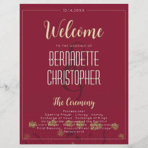 Papier Mariage Chic Moderne Élégant Simple Vin Rouge