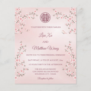 Papier MARIAGE chinois du budget Dustet rose cerisier en 