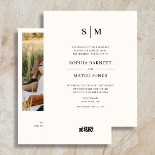 Papier Mariage Classique Monogramme Blanc Code QR 4 Photo