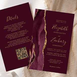 Papier Mariage Code QR Agate Or Budget Bourgogne