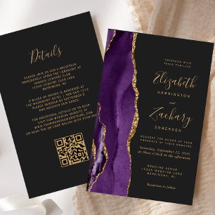 Papier Mariage Code QR Foncé Agate Violet Budget