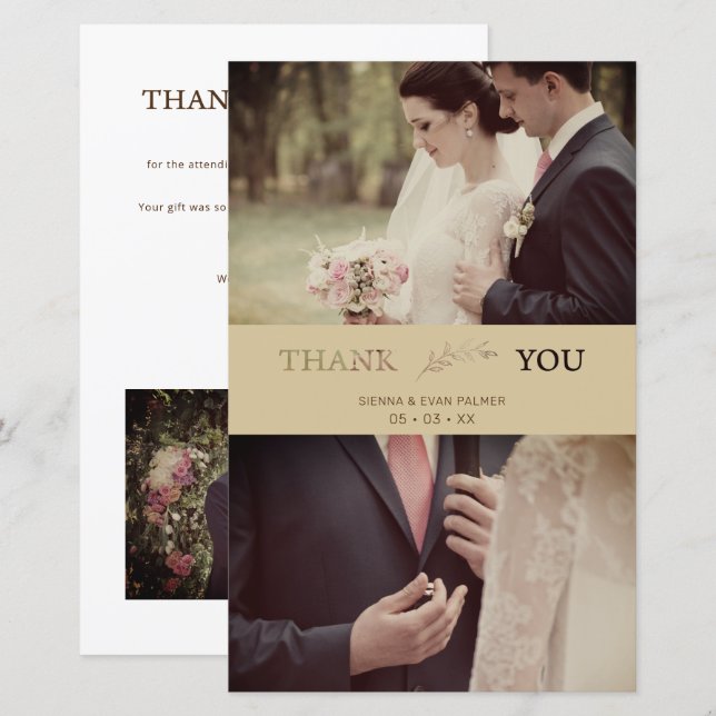 Papier Mariage Couple  Coupe d'or moins cher 3 photos (Devant / Derrière)