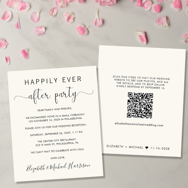 Papier Mariage Cream QR Code Happy Jamais après la fête (Créateur téléchargé)