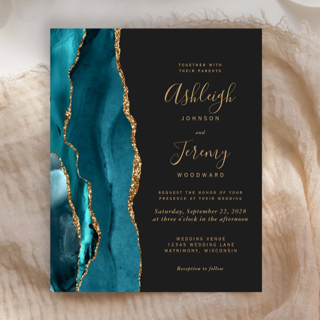 Papier Mariage d'âge or foncé Turquoise Budget (Créateur téléchargé)