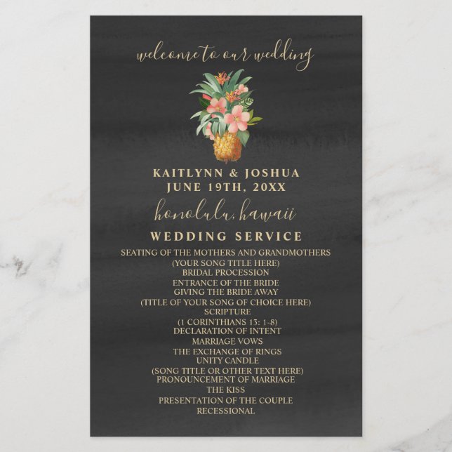 Papier Mariage d'aquarelle ananas (Devant)