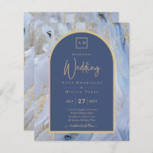 Mariage d'arche en marbre moderne bleu or