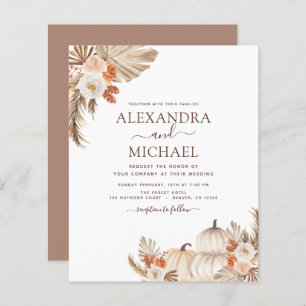 Papier Mariage de automne budget Citrouille Pampas Grass