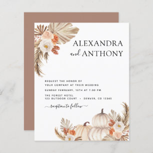 Papier Mariage de automne budget Citrouilles Pampas Grass