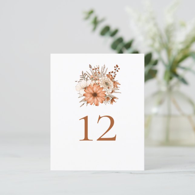 Papier Mariage de bouquet floral d'automne Numéro de tabl (Debout devant)