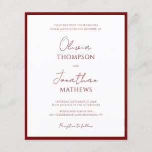 Papier MARIAGE de code QR du script de bordure rouge simp